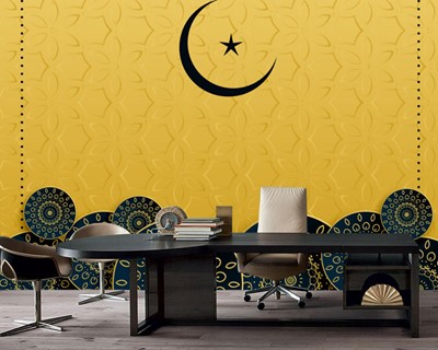 Crescent en Star Motif Design Wallpaper