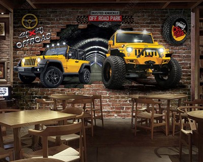 Off Road Gele Jeep Wallpaper 3D