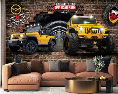 Off Road Gele Jeep Wallpaper 3D