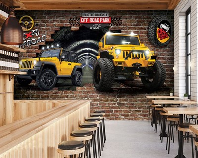 Off Road Gele Jeep Wallpaper 3D