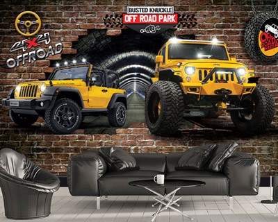 Off Road Gele Jeep Wallpaper 3D