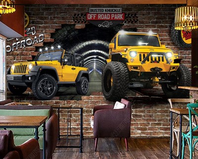 Off Road Gele Jeep Wallpaper 3D