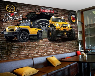 Off Road Gele Jeep Wallpaper 3D