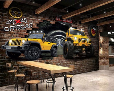 Off Road Gele Jeep Wallpaper 3D