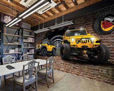 Off Road Gele Jeep Wallpaper 3D