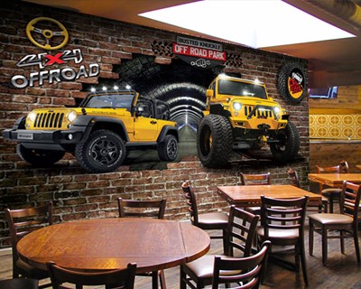 Off Road Gele Jeep Wallpaper 3D