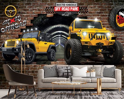 Off Road Gele Jeep Wallpaper 3D