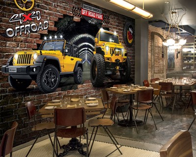 Off Road Gele Jeep Wallpaper 3D