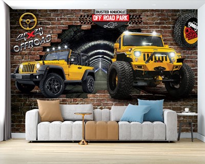 Off Road Gele Jeep Wallpaper 3D