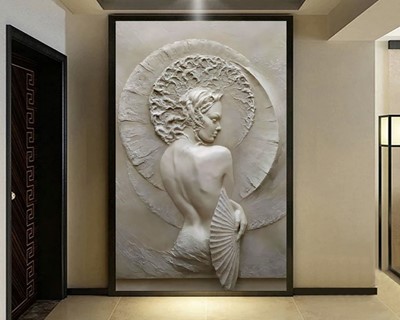 Reliëf Vrouwelijk Standbeeld Wallpaper Model