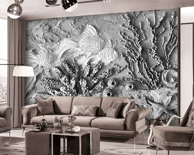 Reliëf Vis Standbeeld Wallpaper