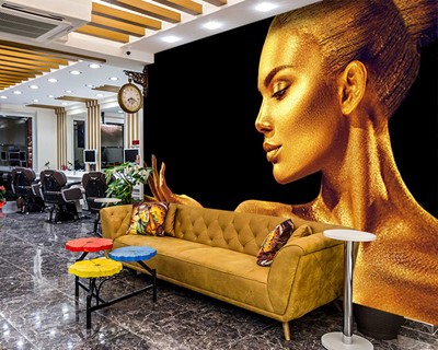 Gouden kleur vrouw schoonheidssalon muur poster