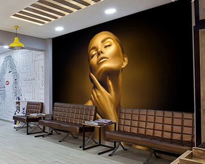 Gouden kleur Woman Beauty Center Wallpaper