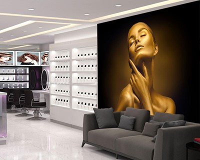 Gouden kleur Woman Beauty Center Wallpaper