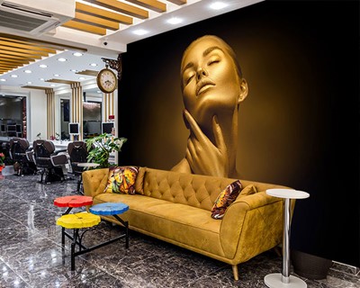 Gouden kleur Woman Beauty Center Wallpaper