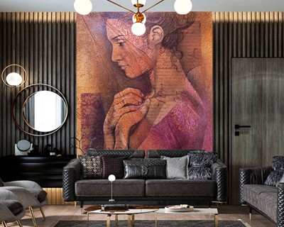 Artistieke vrouw schilderij behang