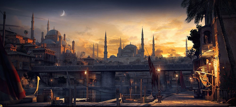 Achtergrond met Constantinopel-thema