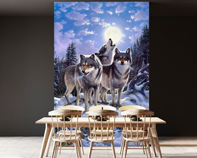 Wolven canvas schilderij behang