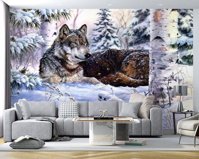 Wolf foto canvas behang