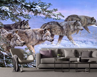 Winter Wolf Pack Foto Wallpaper