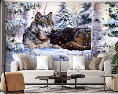 Wolf foto canvas behang