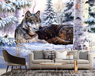 Wolf foto canvas behang