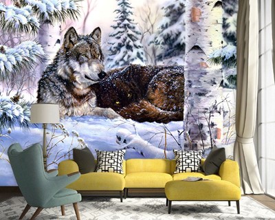 Wolf foto canvas behang