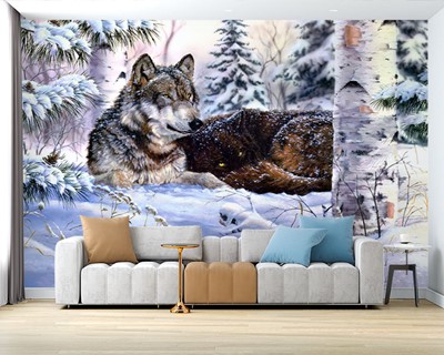 Wolf foto canvas behang