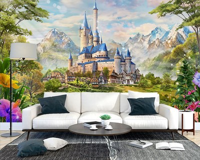 Fantasierijk ontwerp behang