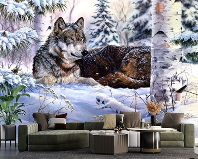 Wolf foto canvas behang