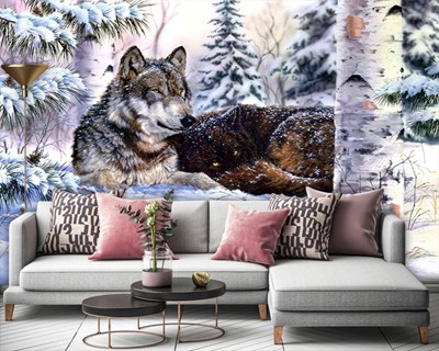 Wolf foto canvas behang