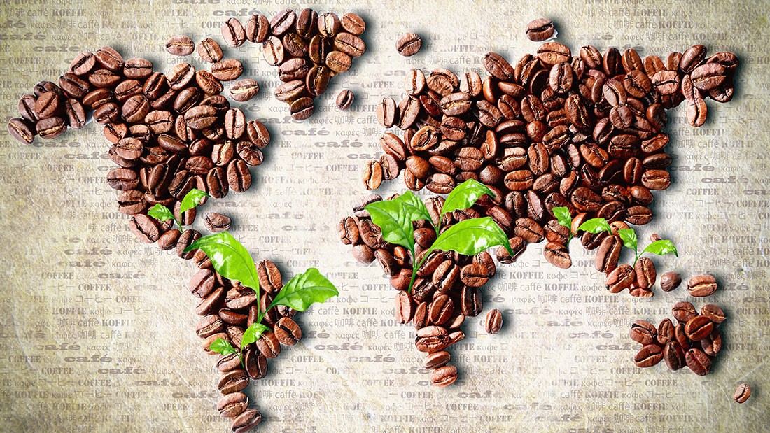 Koffieboon Wereldkaart Achtergrond