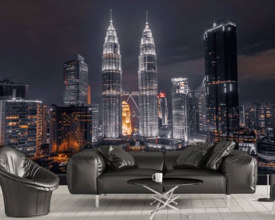 Behang met Uitzicht op de Stad Kuala Lumpur Maleisië
