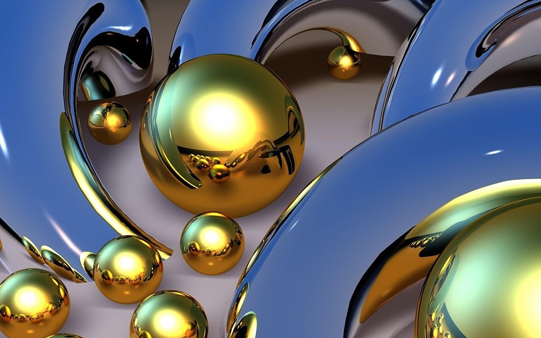 3D gouden metalen ballen behang