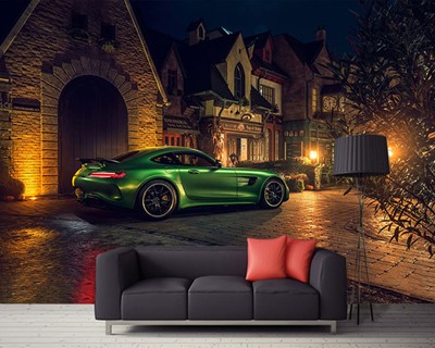 Groene Mercedes AMG GTR-achtergrond