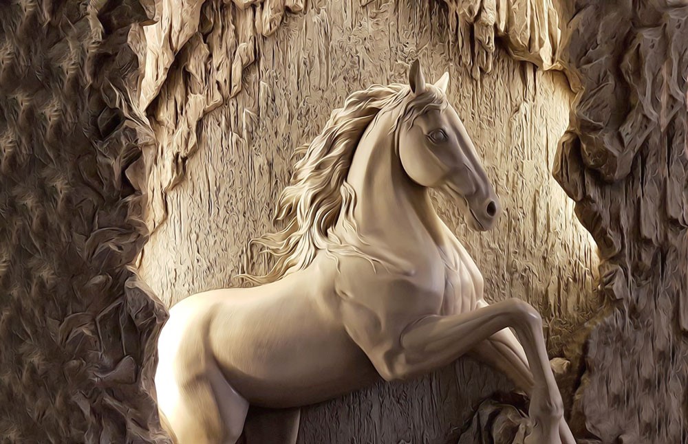 Reliëf Paard Standbeeld Behang Model