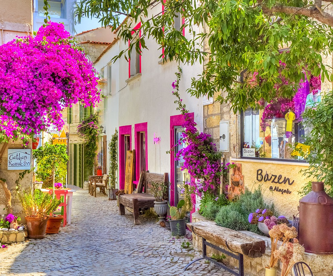 Colorful Floral Street View Wallpaper