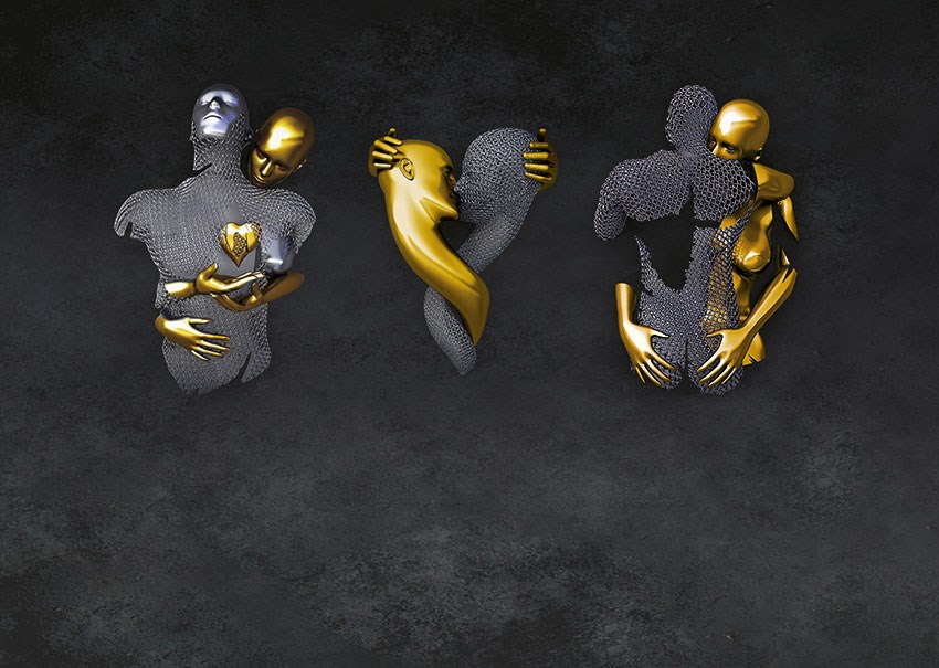 Goud Zwart Sculptuur Behang