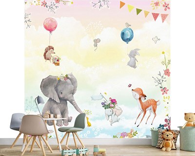 Olifant en Gazelle Afbeelding Kinderkamer Behang