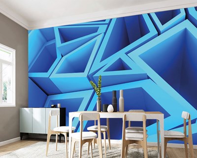 Blauw geometrisch behang Wallpapers