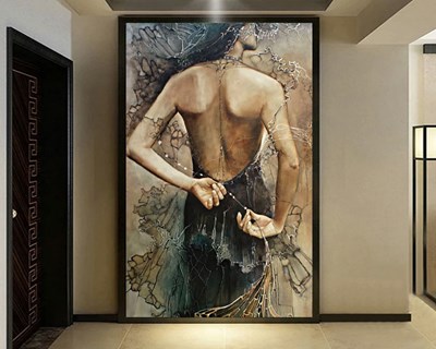 Canvas Vrouw Schilderij Behang