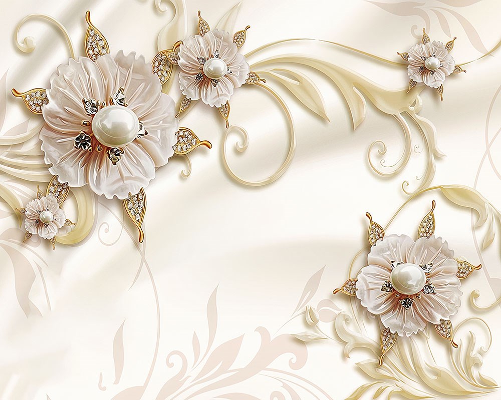 3D kralen bloem design behang
