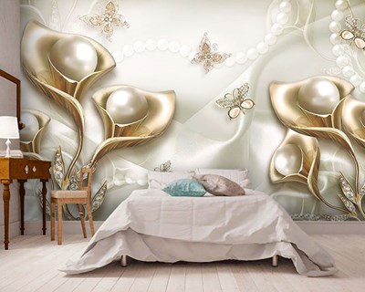 3D Gouden Vormen Behang