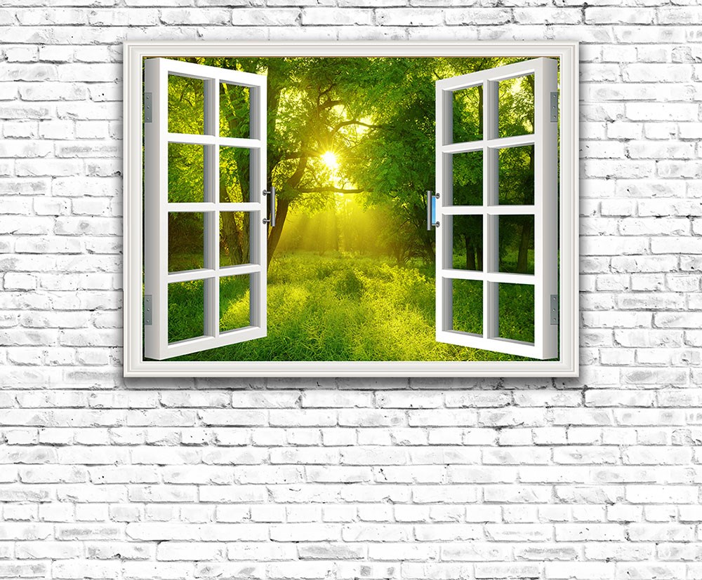 Buiten het raam Forest View Wallpaper