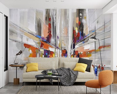Abstract schilderij New York behang