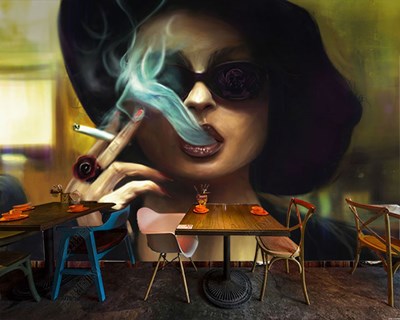 Rokende Vrouw Café Muurposter