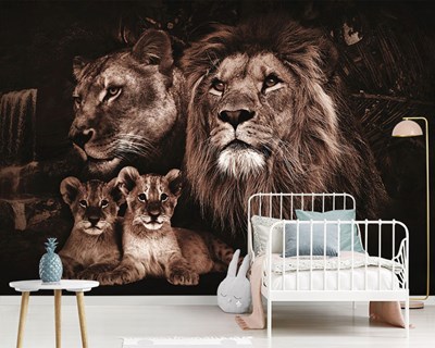 Leeuw familie behang