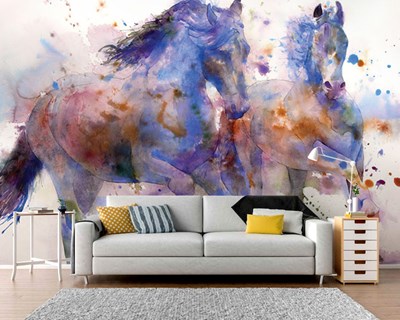Canvas Paard Geïllustreerd Behang