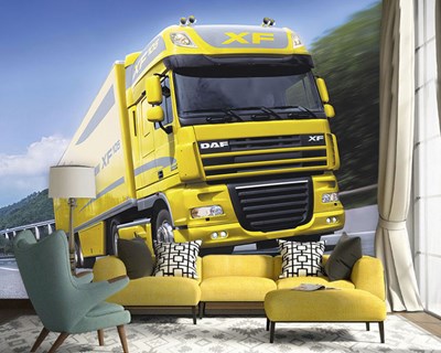 Geel gekleurd Daf Brand Truck Behang