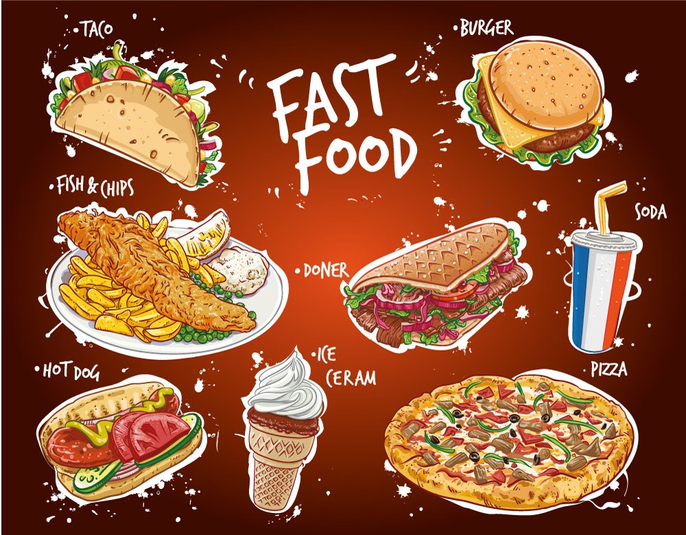 Fast Food Café Behang